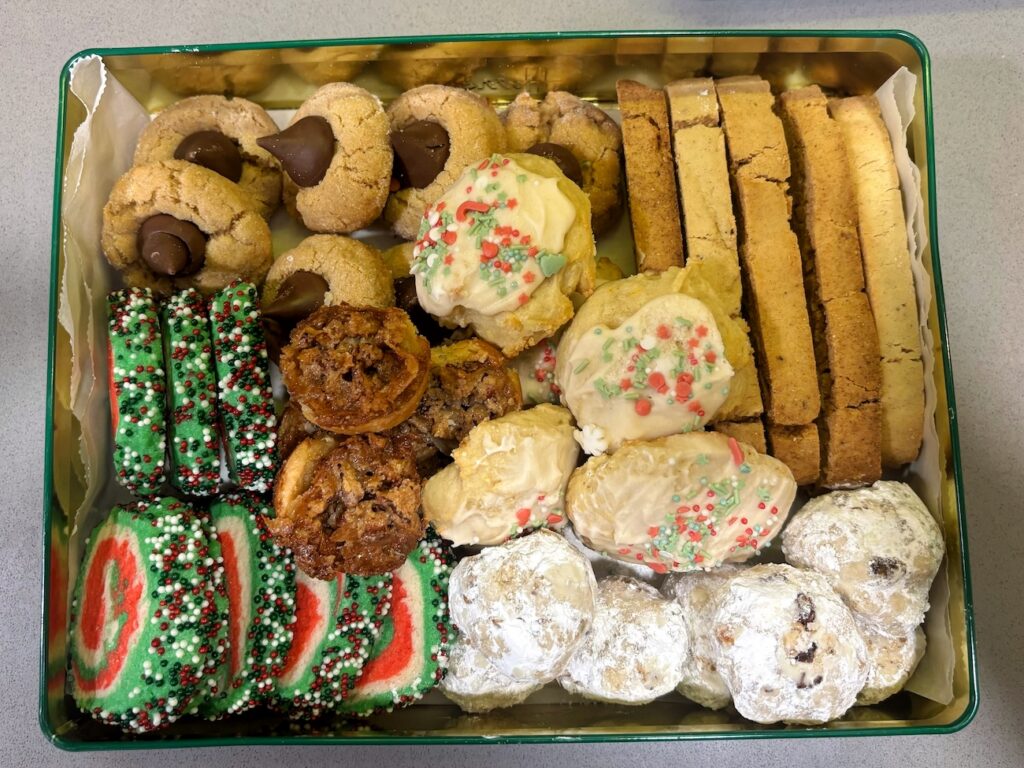 Tea Time Tassies in a Christmas Cookie Box